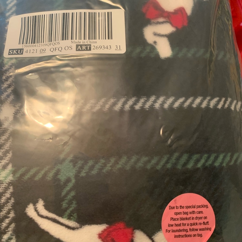 Victoria's Secret Festive Plaid Blanket - Black, White, Red, Green